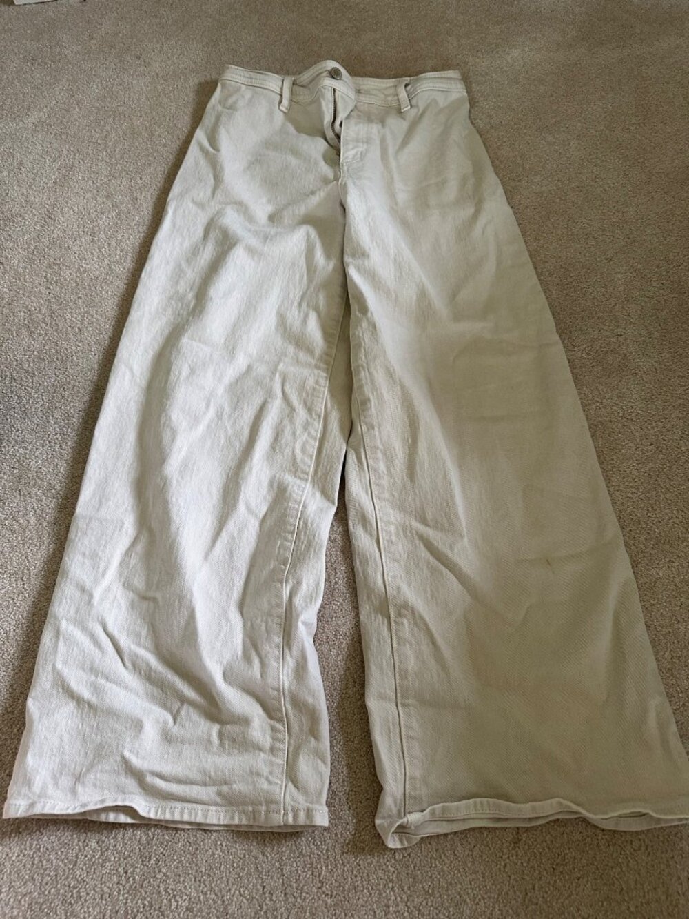 Universal Thread Womens Wide-Leg Beige Denim Pants With Back Pockets Size6